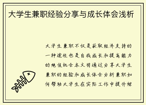 大学生兼职经验分享与成长体会浅析